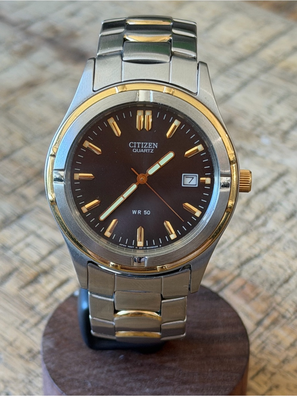 Citizen Quartz Two-Tone Men’s Watch 38mm - Black Dial WR50 Date Vintage Style